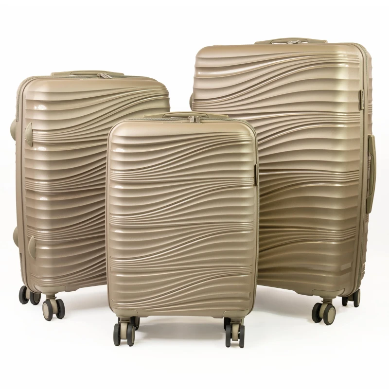 Image of Pierre Cardin Riviera Hard Travel Suitcase 8 Spinner Wheeled Luggage with TSA Locks in Gold Size: Medium Gold Unisex Medium