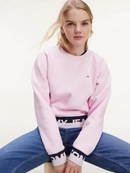 Image of Tommy Jeans Branded Hem Sweatshirt - Pink