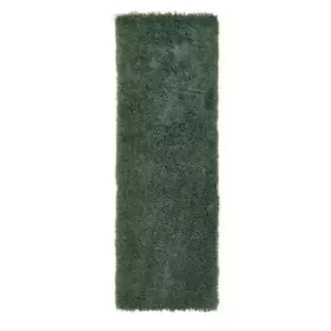 Image of Dark Green Shaggy Runner Rug - 67x200cm - Chicago