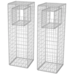 Image of Gabion Basket Posts/Planters 2 pcs Steel 50x50x160cm Vidaxl Silver