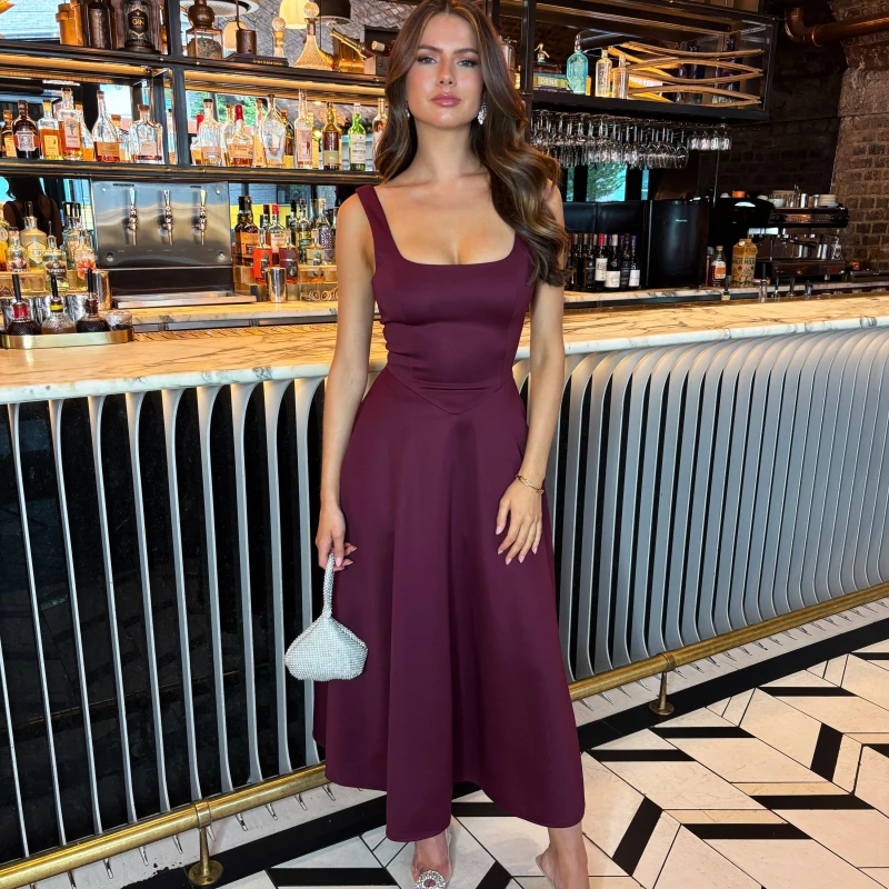 Image of AX Paris Neck A-line Midi Dress Plum female 10 (S)