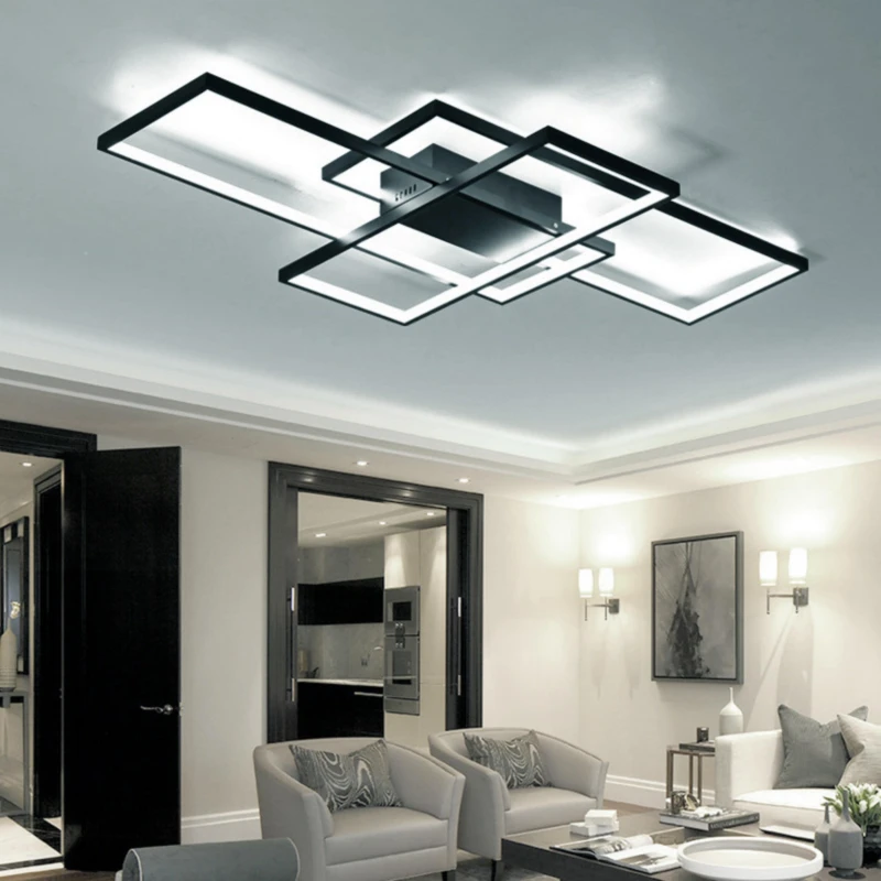 Image of Kabinet UK 3-Rectangular Overlap LED Ceiling Light 90cm Black unisex One Size