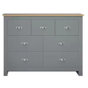 Image of Westbury Traditional 7 Drawer Merchant Chest - Matt Grey & Light Oak - Grey