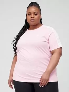 Image of adidas 3 Stripes Tee (Plus Size) - Pink, Size 3X, Women