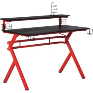 Image of HOMCOM Gaming Des with Cup Holder Headphone Hook Speaker Holder CD Rack