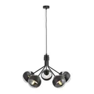Image of Nova Black Globe Pendant Ceiling Light with Clear,Black Glass Shades, 5x E14