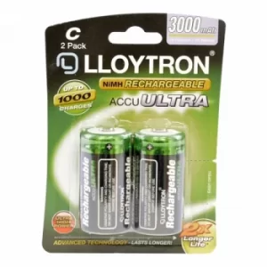 Image of Rechargeable C Ni-MH Batteries 3000mAh 2 Pack