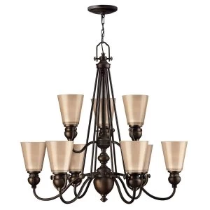 Image of 9 Light Multi Arm Chandelier Olde Bronze Finish, E27