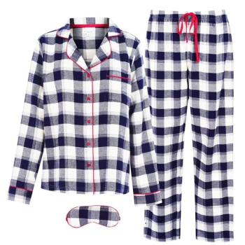 Image of Linea Check Pyjama Set - Navy Metallic
