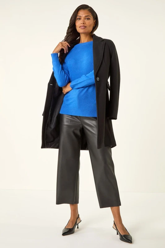 Image of Roman Womens Plain Soft Crew Neck Jumper in Blue Size: 12 Blue Female 12