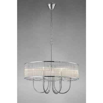 Image of Vanessa round pendant light 6 bulbs polished chrome / crystal