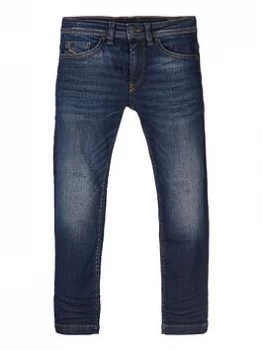 Image of Diesel Boys Thommer Slim Fit Stretch Jean - Dark Blue, Dark Blue, Size Age: 14 Years
