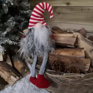 Image of 54cm Festive Christmas Haired Gonk with Dangly Legs in Striped Hat
