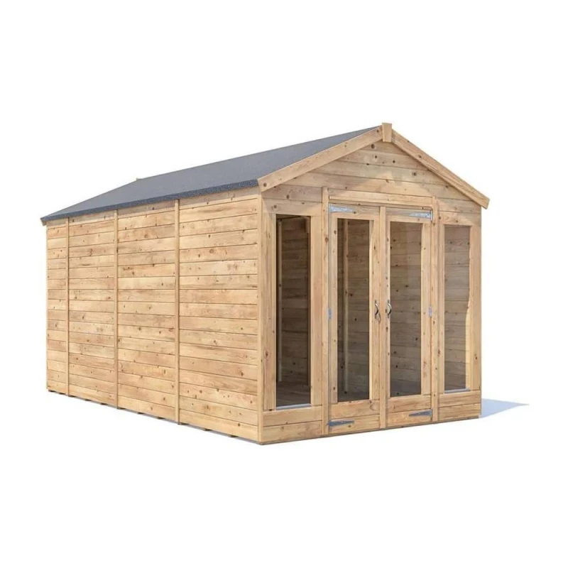 Image of Dunster House Summerhouse 2.4M X 4M (8' X 14') Apex Roof Fully Pressure Treated Ragepanda Modular