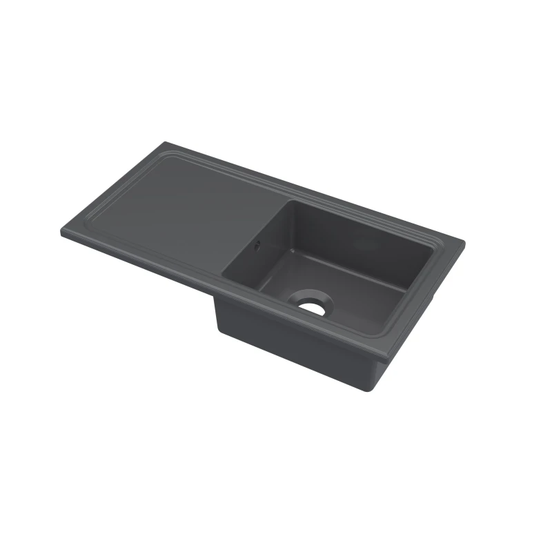 Image of Balterley Fireclay Single Bowl Kitchen Sink & Plain Drainer 1010mm Soft Black Grey