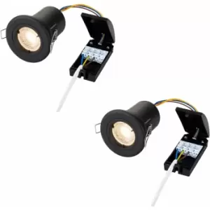 Image of Loops - 2 pack Fire Rated Recessed Ceiling Downlight - 50W GU10 - Fixed - Matt Black