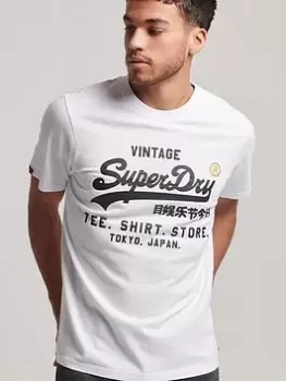 Image of Superdry Vintage Logo Store Classic T-Shirt - White, Size L, Men