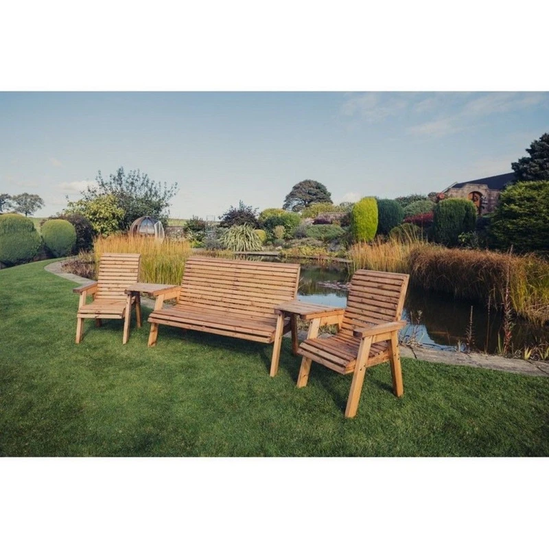 Image of Churnet Valley Garden Furniture Ltd Valley 1X3B 2XC Angled Tray Set - Fully Assembled - Set of Cushion Inc in Brown Brown Unisex