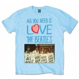 Image of The Beatles AYNIL Playcards Mens Light Blue Tshirt: Medium