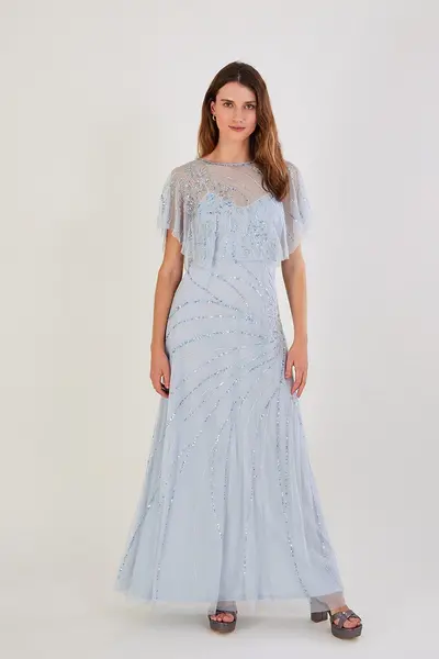 Image of Monsoon 'Sienna' Embellished Maxi Dress Light Blue