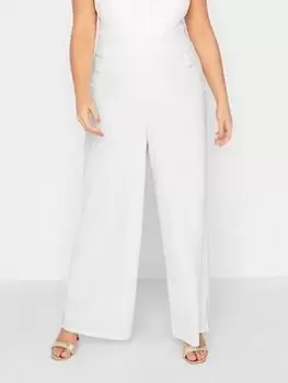 Image of Yours Curve Button Detail Trouser - White, Size 18, Women