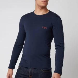 Image of Emporio Armani Monogram Long Sleeve T-Shirt Navy Size L Men