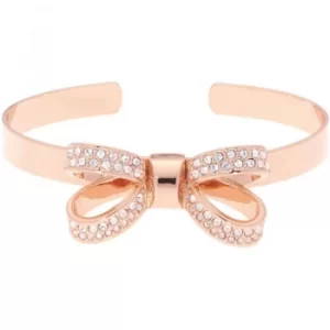 Image of Ted Baker Ladies Rose Gold Plated Olexaa Opulent Pave Bow Bangle