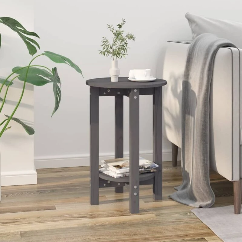 Image of Vidaxl Coffee Table Grey Ø 40X60 Cm Solid Wood Pine, Grey 822359