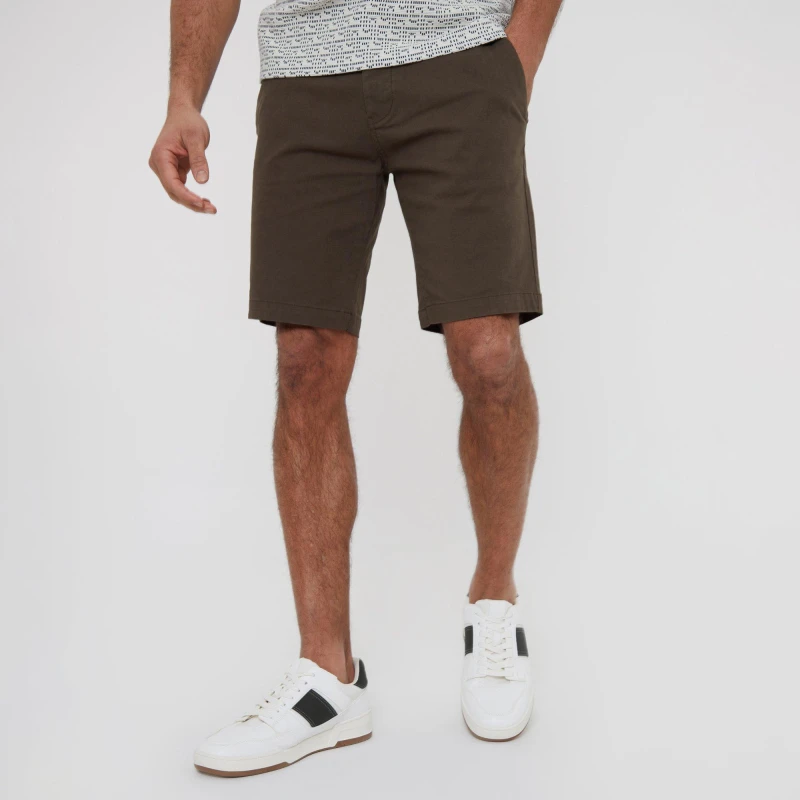 Image of Threadbare Cotton 'NorthSea' Slim Fit Chino Shorts Chocolate