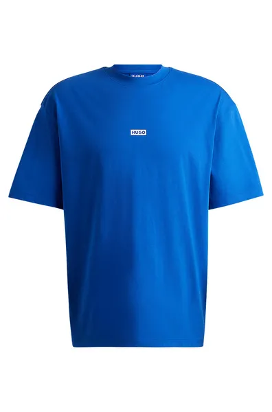Image of HUGO Blue Nalono Cotton T-Shirt - XL Blue Tops male 50509776-493 XL
