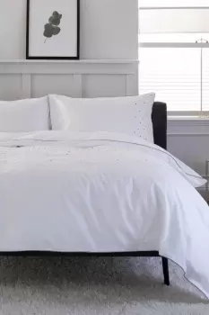 Image of Squares Embroidered Cotton Bedlinen Duvet set