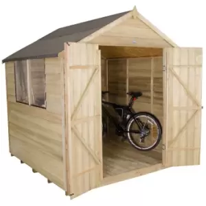 Image of 7x7ft Forest Wooden Overlap Pressure Treated Apex Shed -incl. Installation