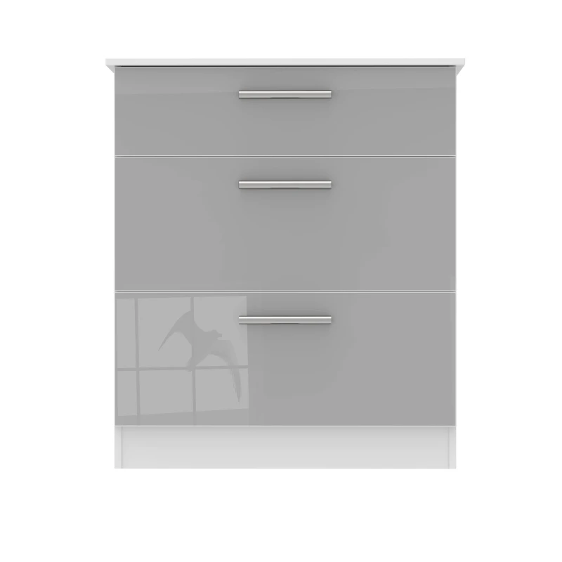 Image of Trent 3 Drawer Deep Chest Of Drawers In Grey & White (Ready Assembled)
