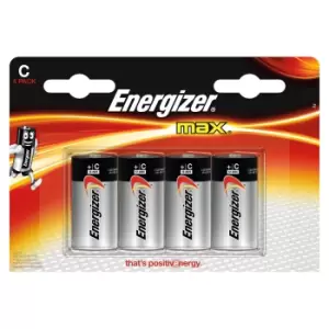 Image of Energizer E300129300 Alkaline Battery, 1.5V, Size C, 4Pk