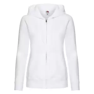 Image of Fruit Of The Loom Ladies Lady-Fit Hooded Sweatshirt Jacket (M) (White)