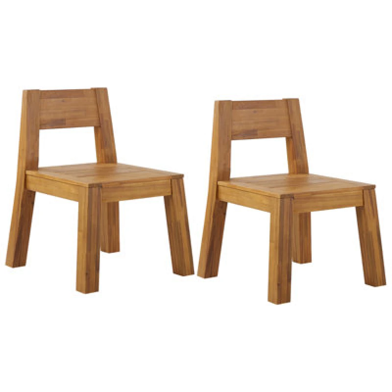 Image of Beliani Set Of 2 Garden Chairs Livorno Acacia Wood Brown