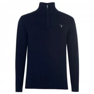 Image of Gant Gant Cotton Half Zip Jumper - Navy 433