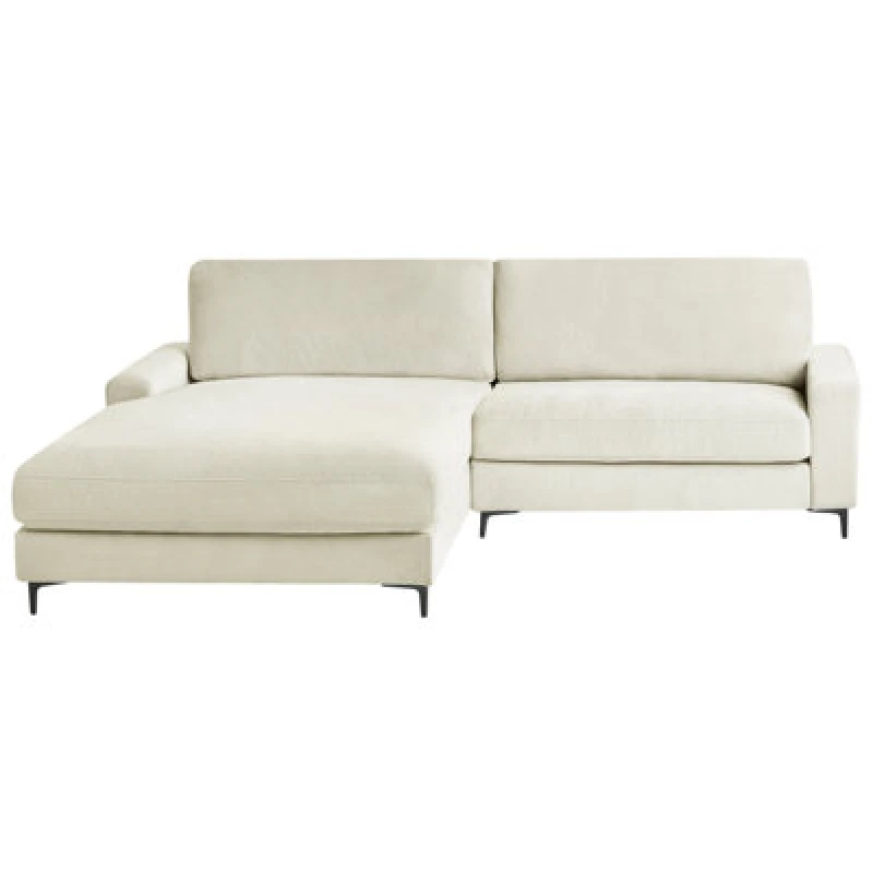 Image of Beliani Corner Sofa 3 Seater Maloy Chenille Off-White Right Hand