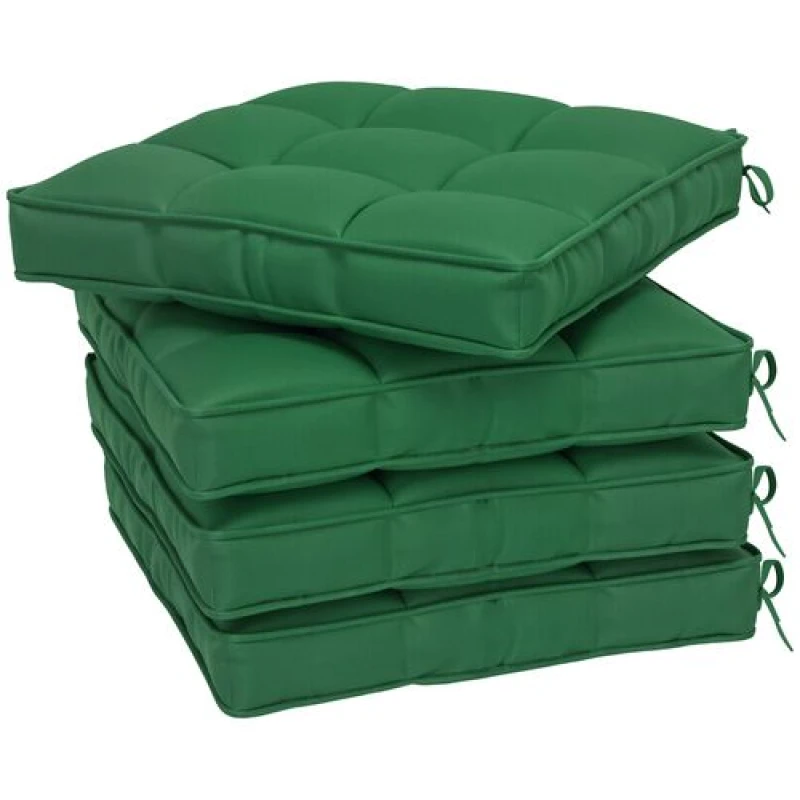 Image of Outsunny 42 x 42cm Replacement Garden Seat Cushion Pad with Ties, Green Green