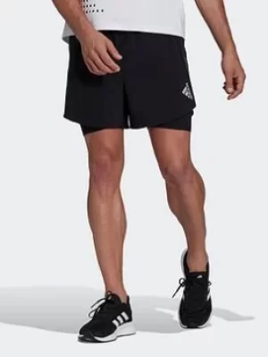 Image of adidas Designed 4 Running Two-in-one Shorts, Black Size XS Men