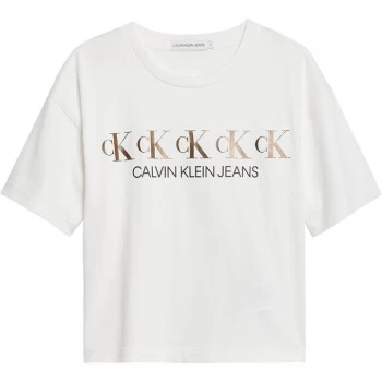 Image of Calvin Klein Repeat Foil T Shirt - White YAF