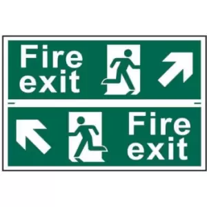 Image of Fire Exit Up Right / Up Left Self Adhesive Sign Twin Pack - 300 x 100mm