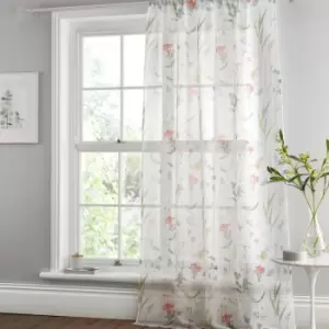 Image of Spring Glade Floral Print Slot Top Voile Curtain Panel, Multi, 55 x 72" - Dreams&drapes