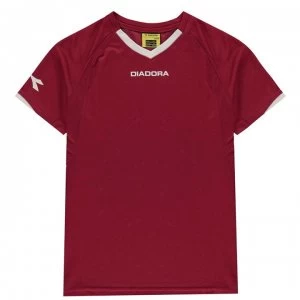Image of Diadora Havana T Shirt Junior Boys - Bordeaux/White
