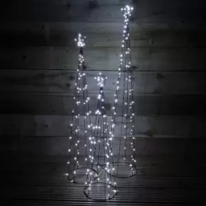 Image of Samuel Alexander - Premier 250 LED 3 Piece Indoor Outdoor Christmas Pyramid Decoration Set in White