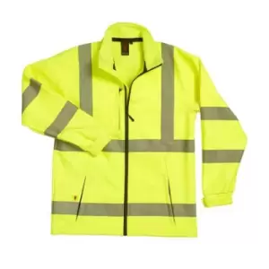 Image of Warrior Unisex Adult Hi-Vis Softshell Coat (S) (Fluorescent Yellow)