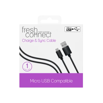 Image of FRESH CONNECT 1M MICRO USB CABLE - BLACK for Phones