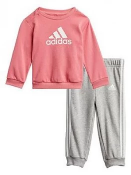 Image of adidas Unisex Infant I Badge Of Sport Jog Pant Set - Pink/Grey, Size 3-6 Months, Women