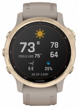 Image of Garmin Fenix 6S Pro Solar Light Gold With Light Sand Strap Watch