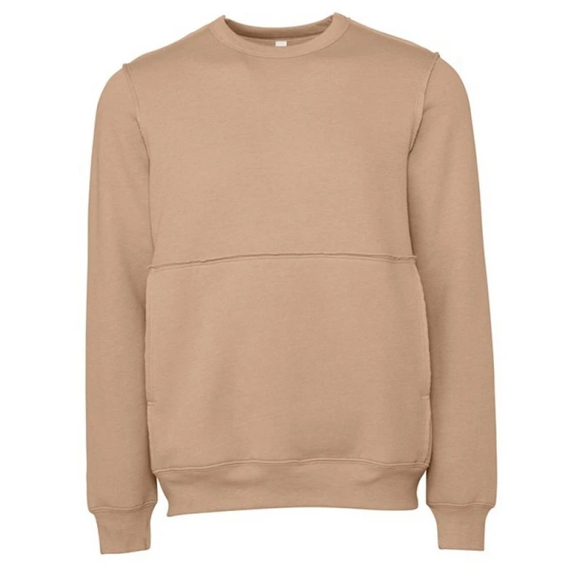 Image of Bella + Canvas Mens Raw Seam Pullover in Light Brown Size: XS Light Brown Male XS